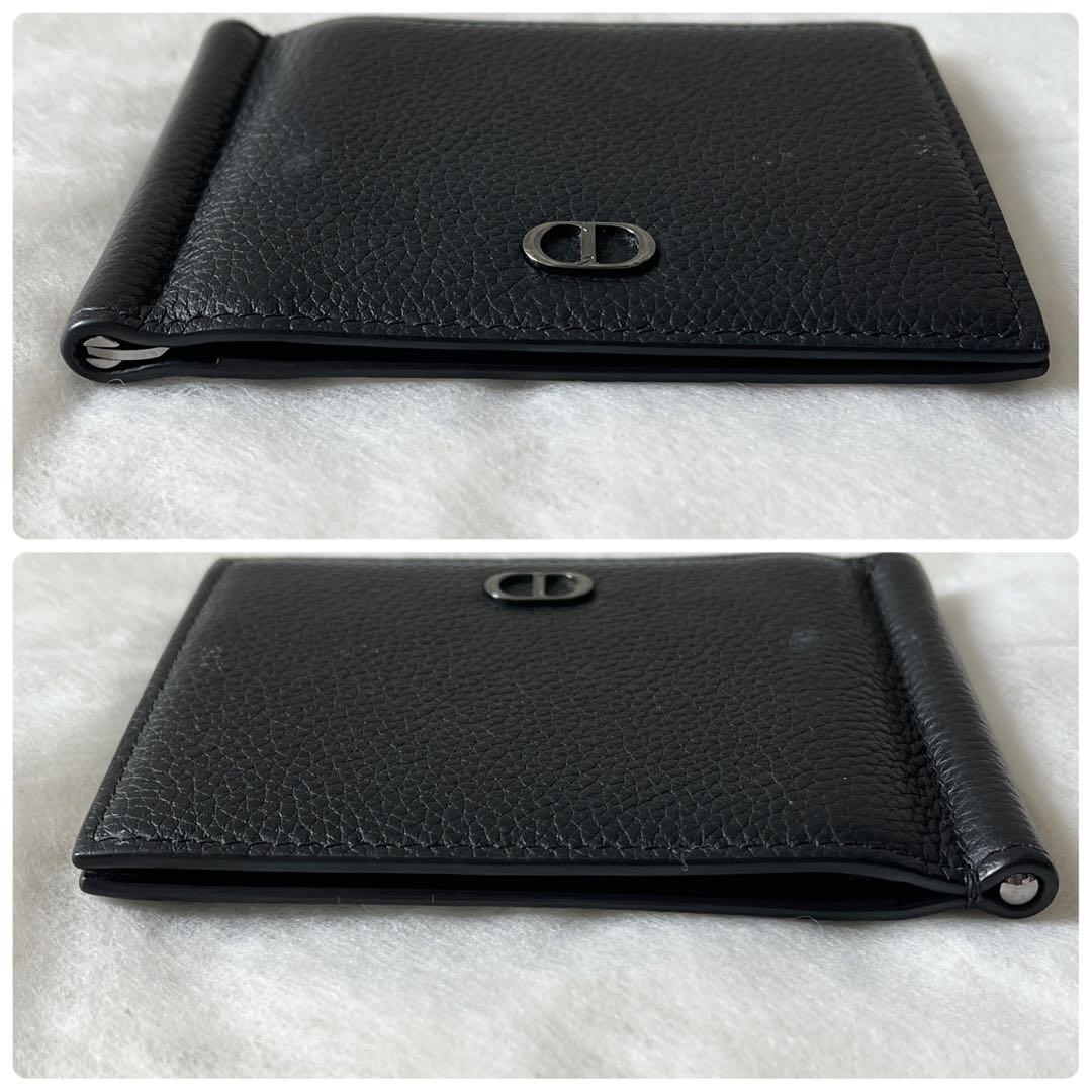 ディオール　マネークリップ　CDアイコン　レザー　黒　ブラック　ロゴ金具　メンズ