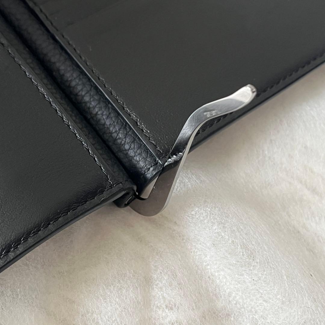 ディオール　マネークリップ　CDアイコン　レザー　黒　ブラック　ロゴ金具　メンズ