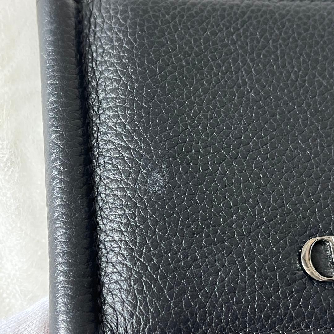 ディオール　マネークリップ　CDアイコン　レザー　黒　ブラック　ロゴ金具　メンズ