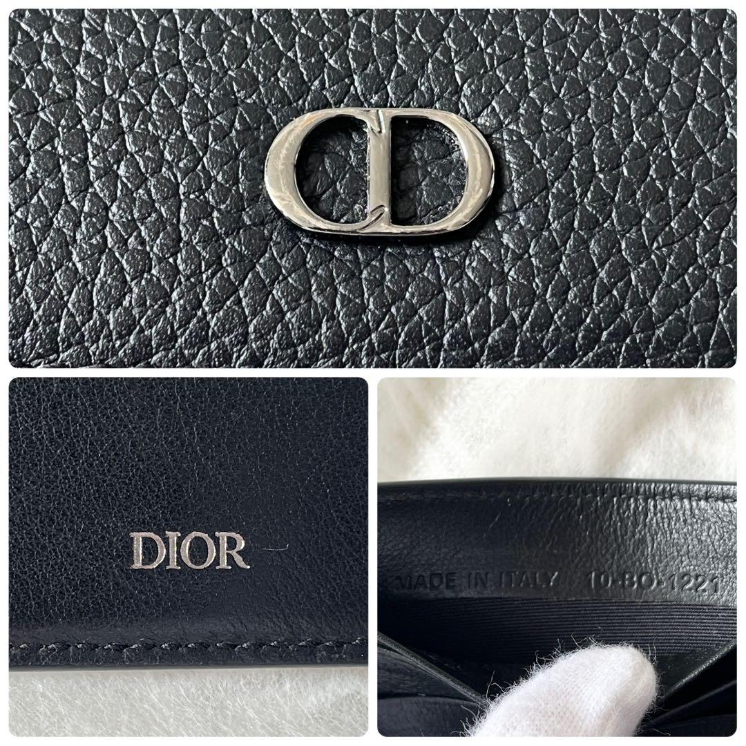 ディオール　マネークリップ　CDアイコン　レザー　黒　ブラック　ロゴ金具　メンズ