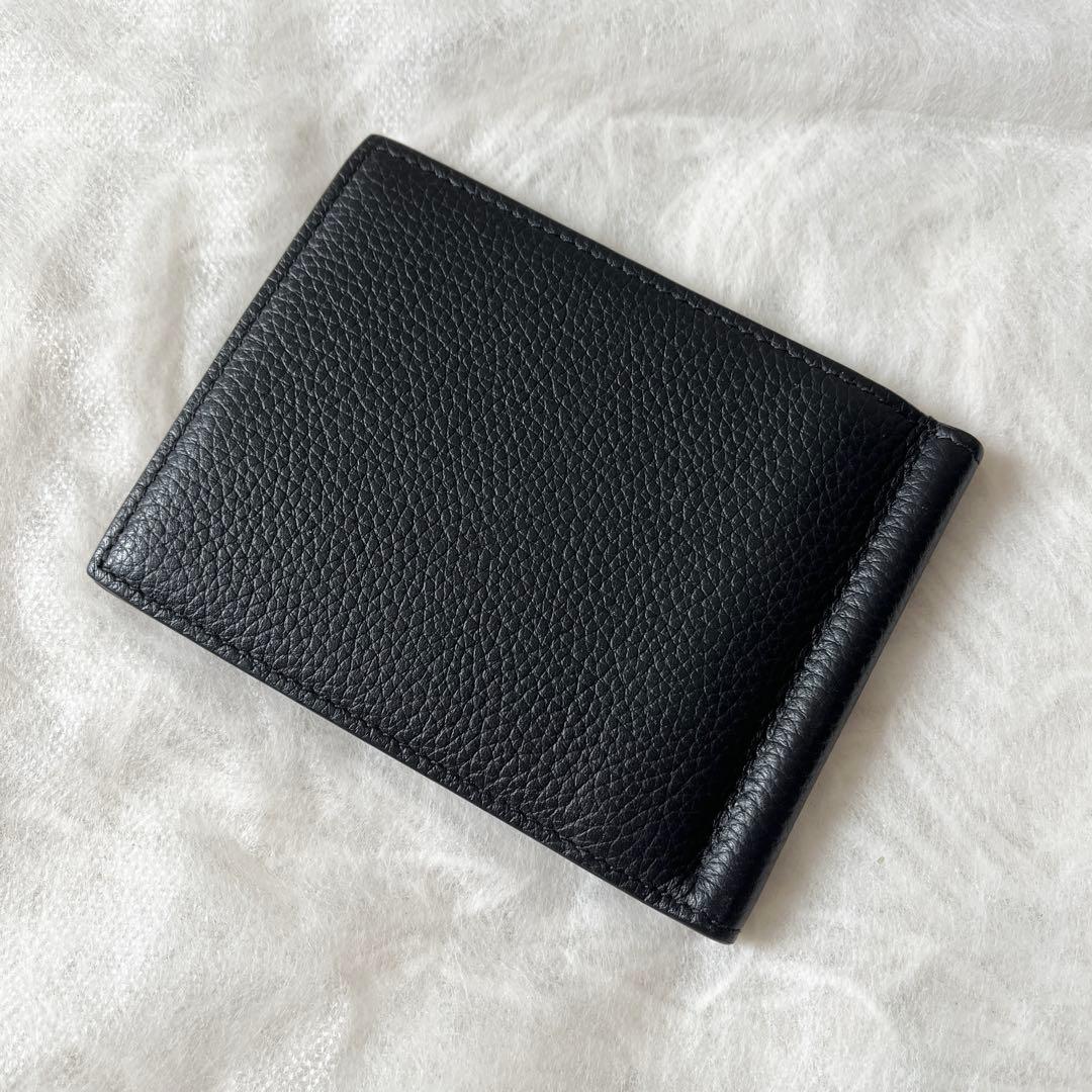 ディオール　マネークリップ　CDアイコン　レザー　黒　ブラック　ロゴ金具　メンズ