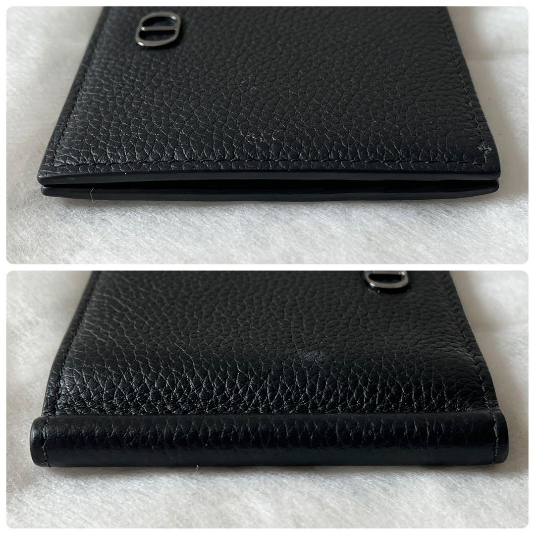 ディオール　マネークリップ　CDアイコン　レザー　黒　ブラック　ロゴ金具　メンズ