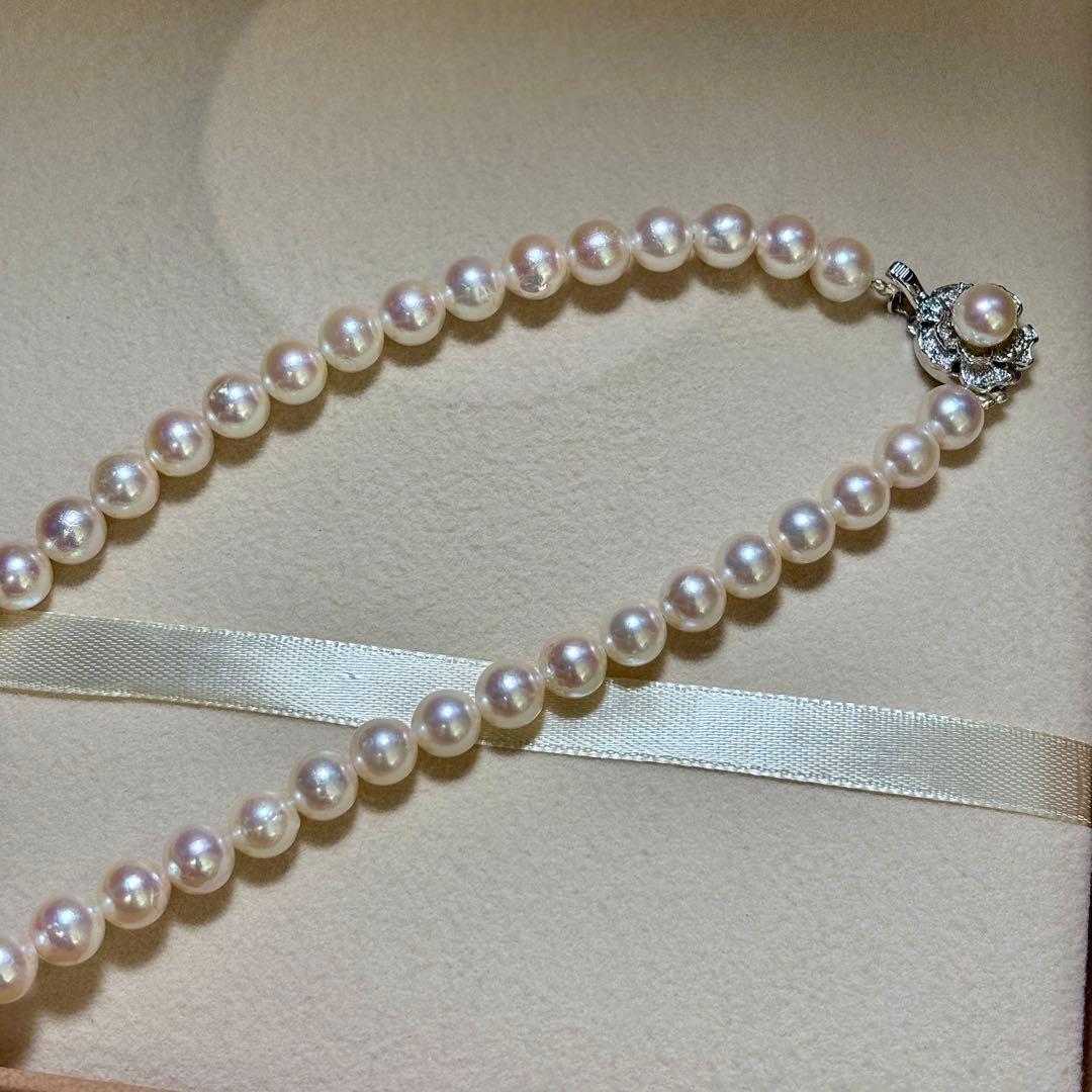 【テリ抜群✨】あこや真珠　セミロング　ピンク　ネックレス　約7.5-8.5mm