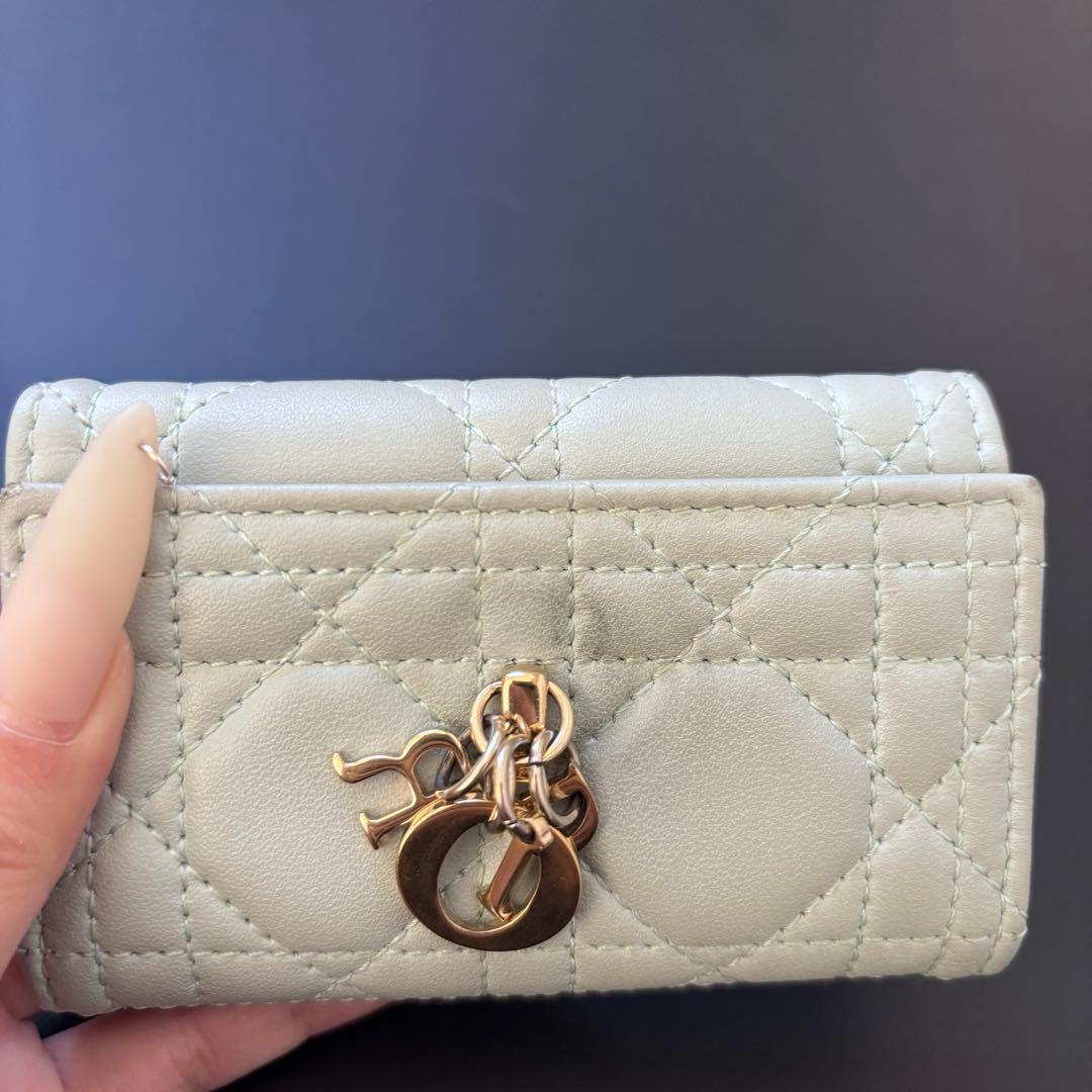Dior キルティングレザーキーケース　ミントグリーン
