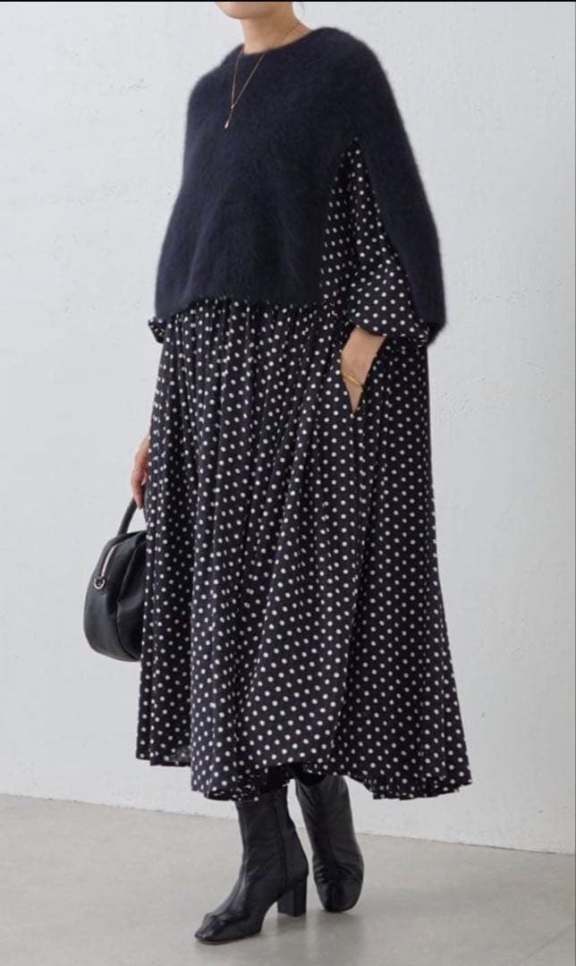 BEARDSLEY ビアズリー　ドットギャザーワンピース サイズ1 新品