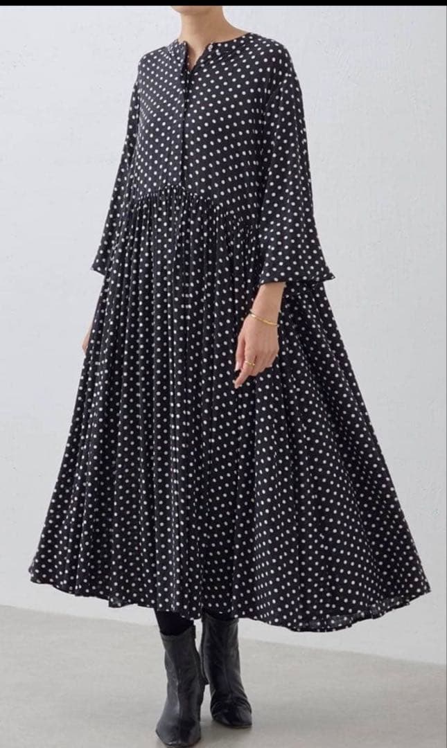 BEARDSLEY ビアズリー　ドットギャザーワンピース サイズ1 新品