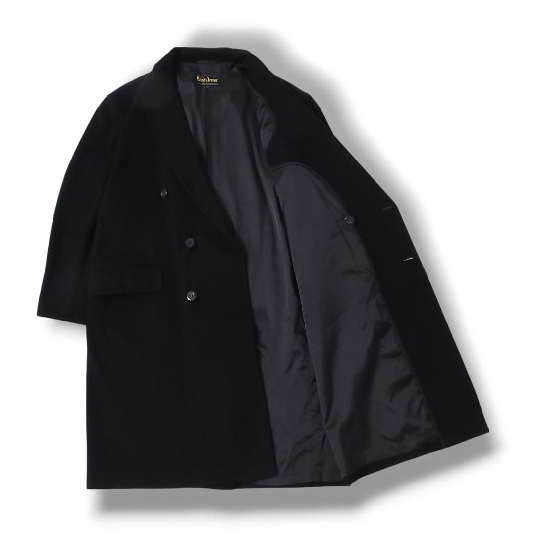 定価13万 高級 カシミヤ100% ダブル チェスター ロングコート モード 黒