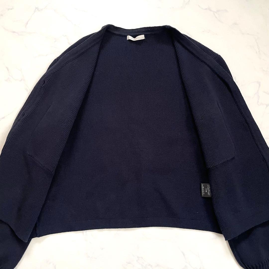 美品　プラージュ　ゴールドボタンニットジャケット　金ボタン　ノーカラー　コットン