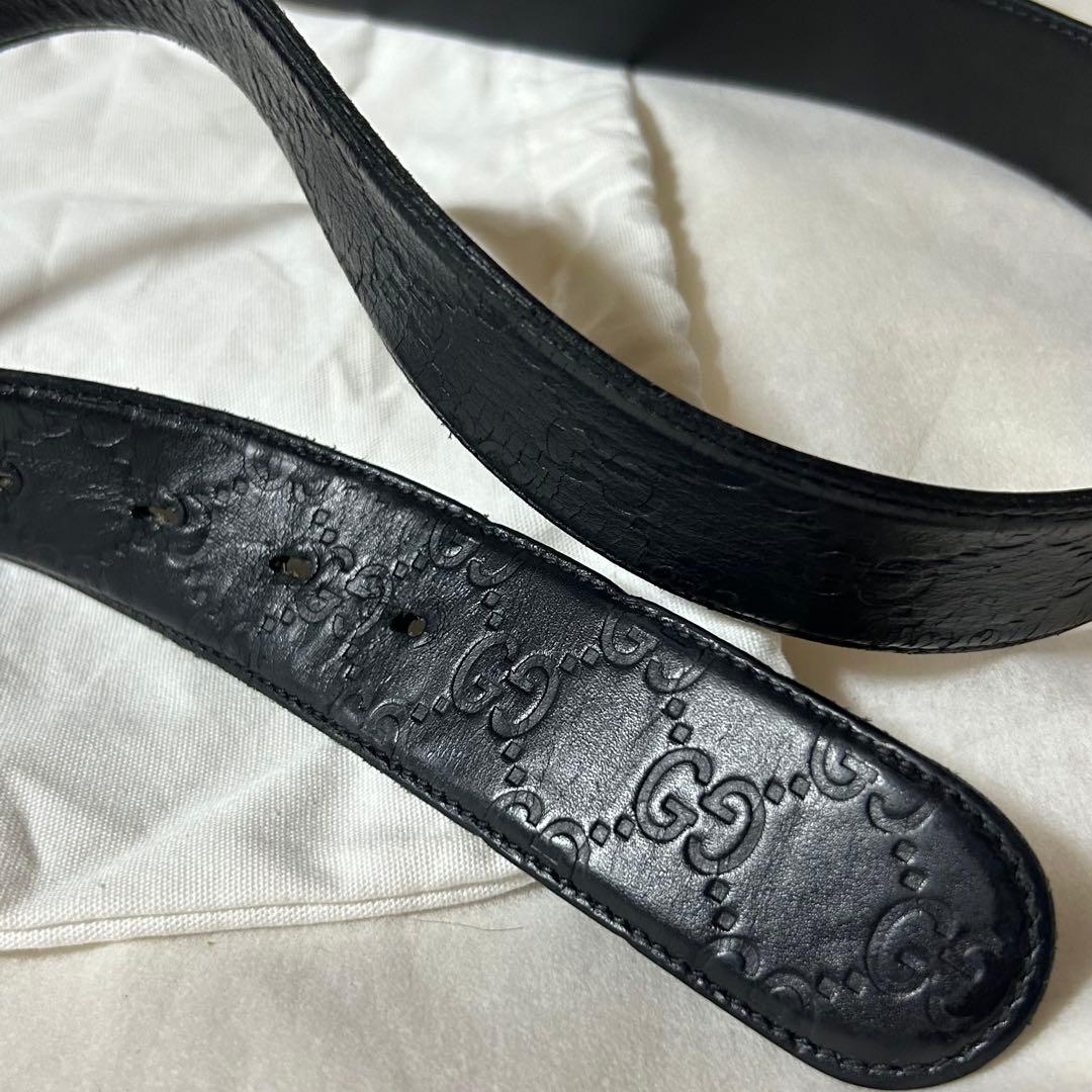 GUCCI グッチインターロッキング GG レザー ベルト ブラック 保存袋付き