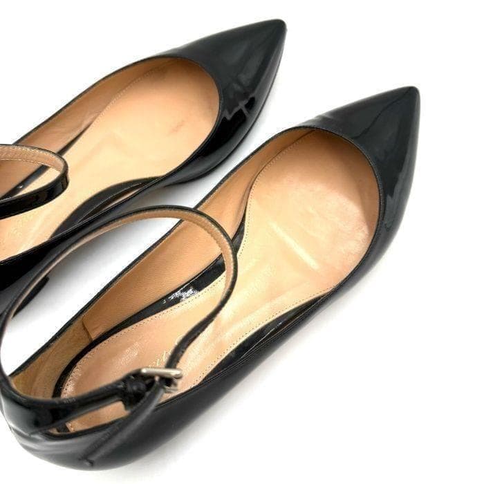 ジャンヴィトロッシ Gianvito Rossi フラットパンプス エナメル 黒