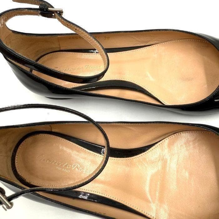 ジャンヴィトロッシ Gianvito Rossi フラットパンプス エナメル 黒