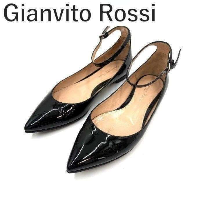 ジャンヴィトロッシ Gianvito Rossi フラットパンプス エナメル 黒