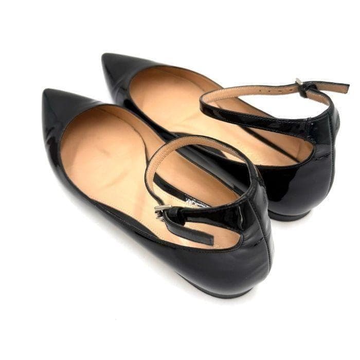 ジャンヴィトロッシ Gianvito Rossi フラットパンプス エナメル 黒