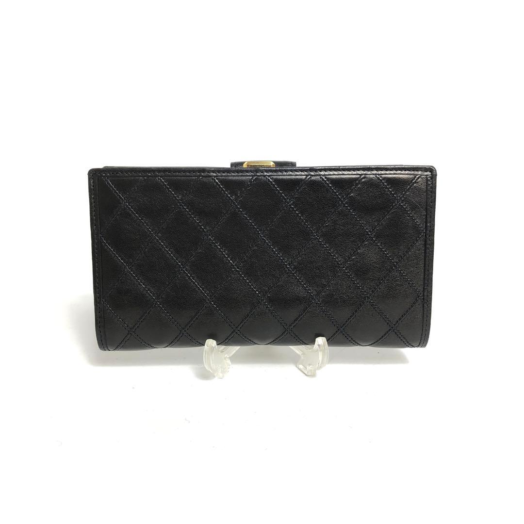 【美品】★8F139 シャネル ビコローレ 二つ折り財布 ココマーク ブラック