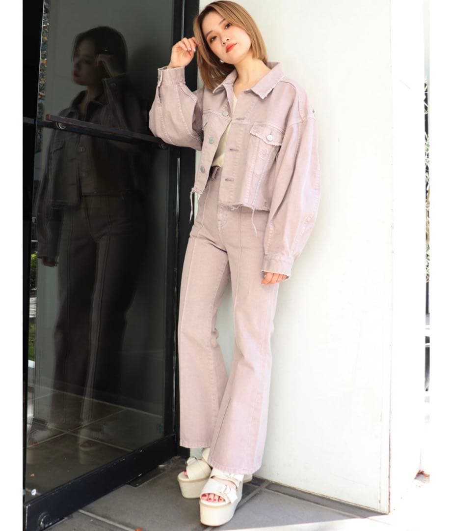 ゆ　コクーンスリーブジャケット　　ピンタックフレアパンツ