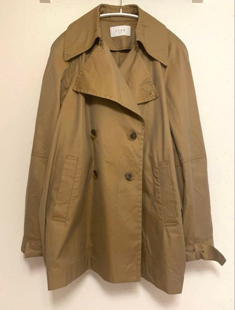 み*ん様 エトレトウキョウ コーティングショートトレンチコート BEIGE Sサ