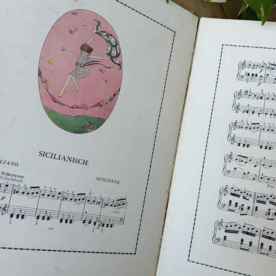 洋書古書1922年メッセージ　楽譜シューマン　ルメール画集アンティーク 水彩画