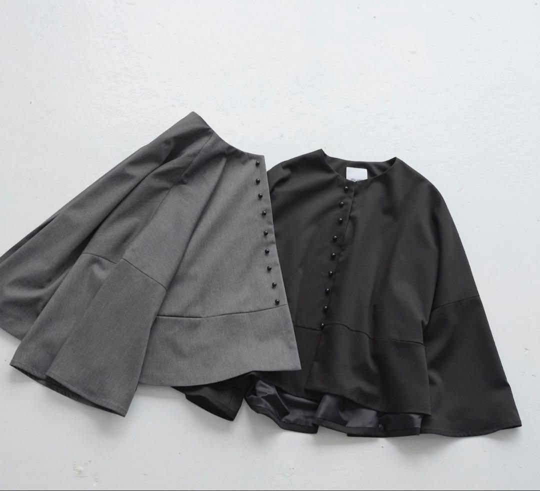 【Du noir】飾りボタンノーカラージャケット