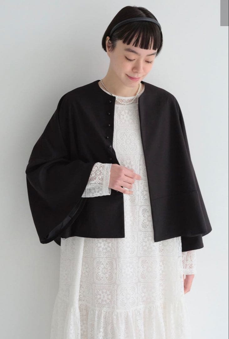 【Du noir】飾りボタンノーカラージャケット