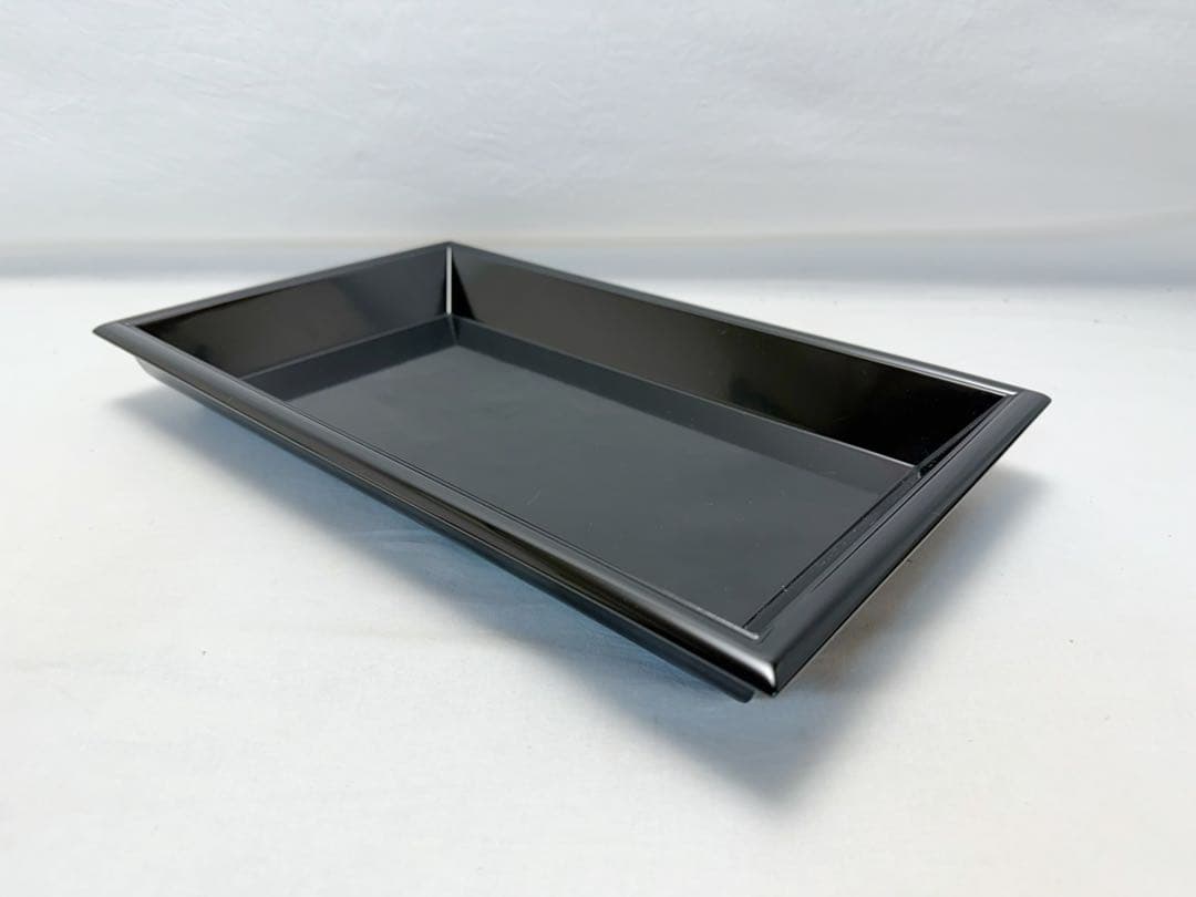 未使用 茶道具 木製黒真塗 茶歌舞伎盆 且坐 且座 香盆 長盆 元箱