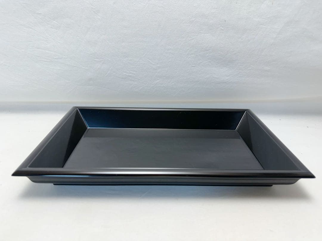 未使用 茶道具 木製黒真塗 茶歌舞伎盆 且坐 且座 香盆 長盆 元箱