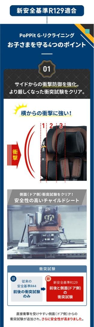 ジュニアシート ポップピットGリクライニングNebio ネイビー15ヶ月〜12歳