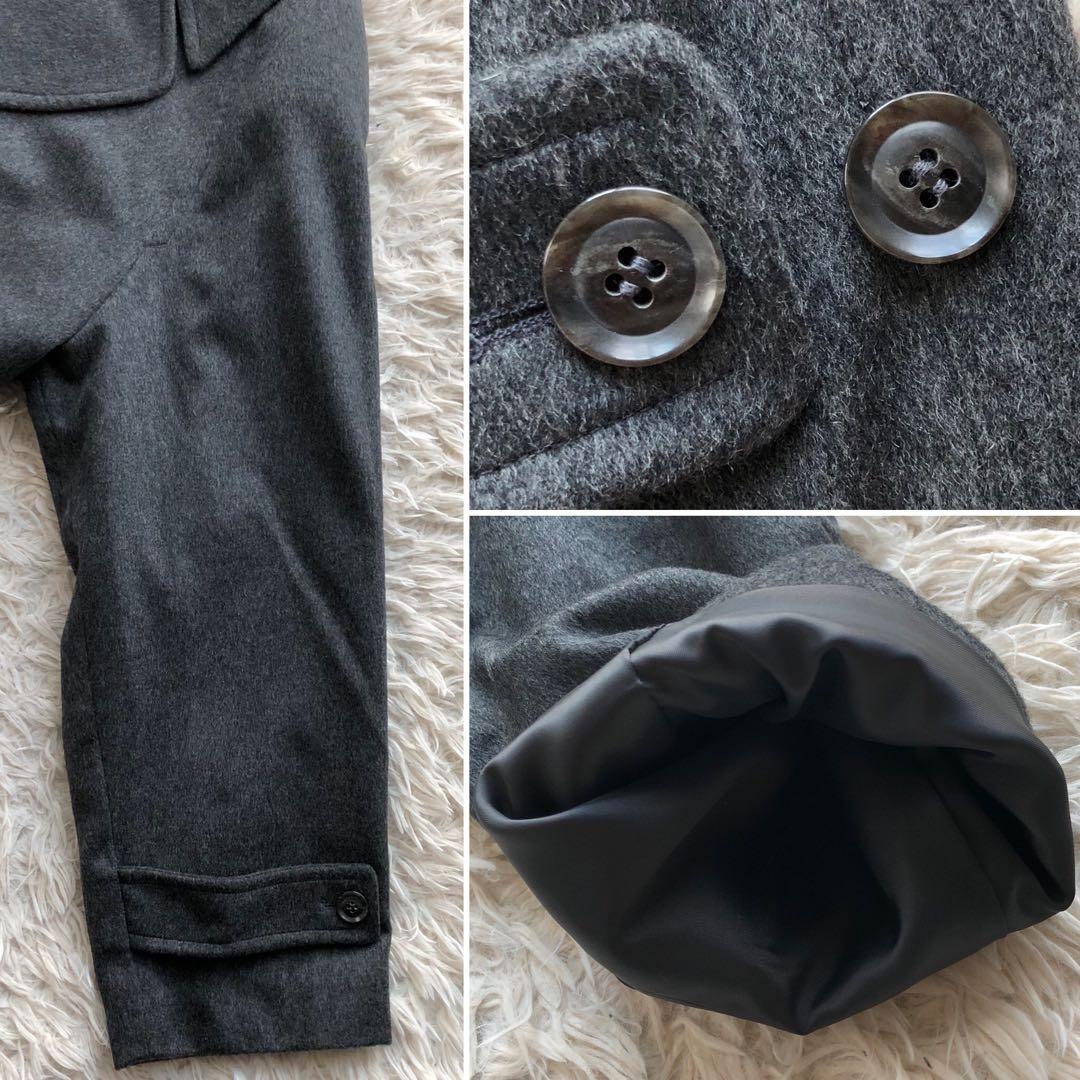 【ほぼ未使用 カシミヤ100%】ダブルチェスターコート　グレー　L マキシ丈