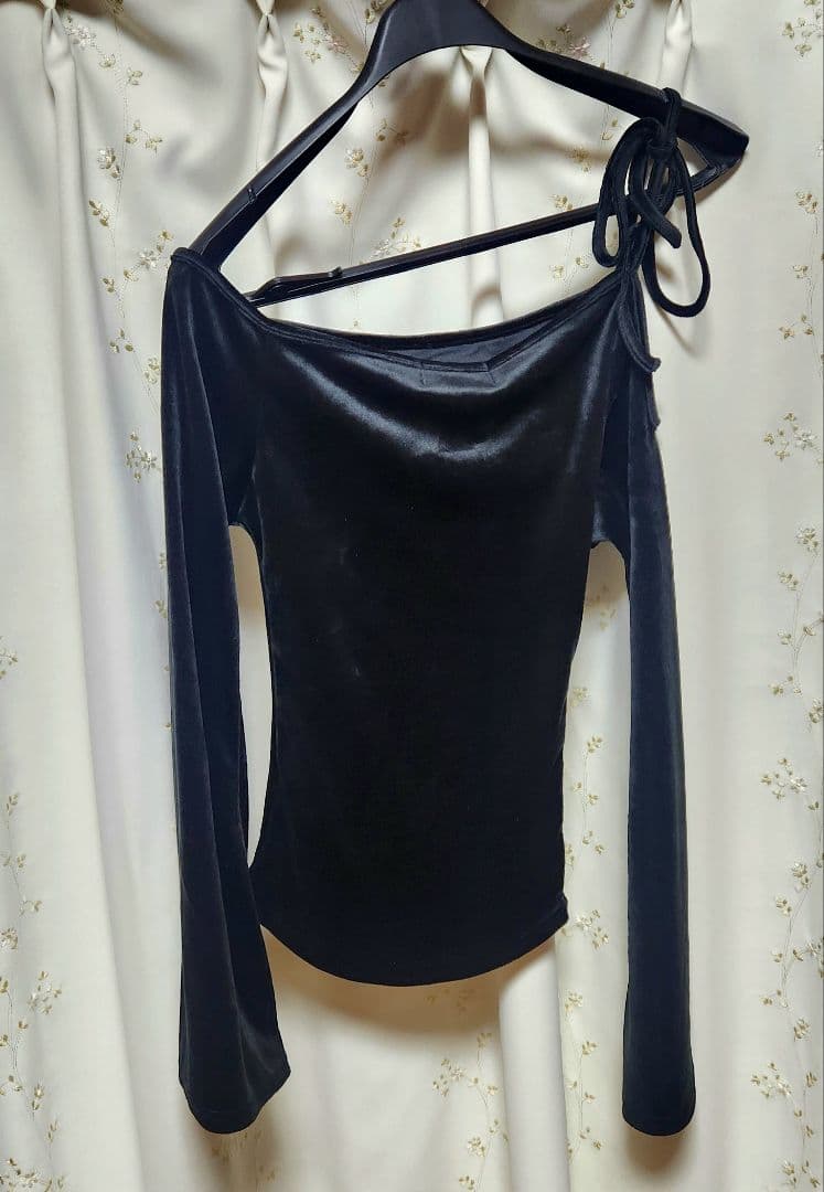 トップス ANDMARY Ruth velour tops BLACK