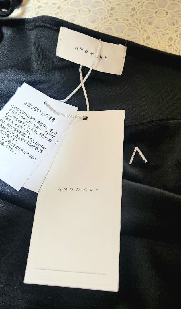 トップス ANDMARY Ruth velour tops BLACK