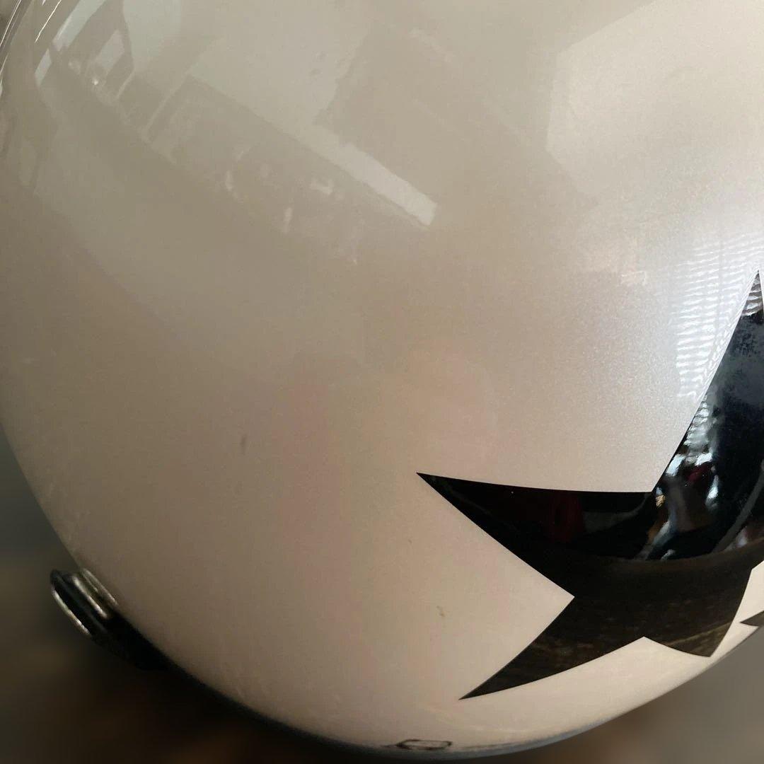 パンダつきホワイトジェットヘルメット ブラックスターレディース