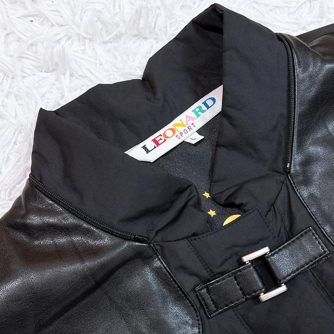 訳あり【極美品】レオナール パデッドロングコート トリム 花柄裏地 ブラック L