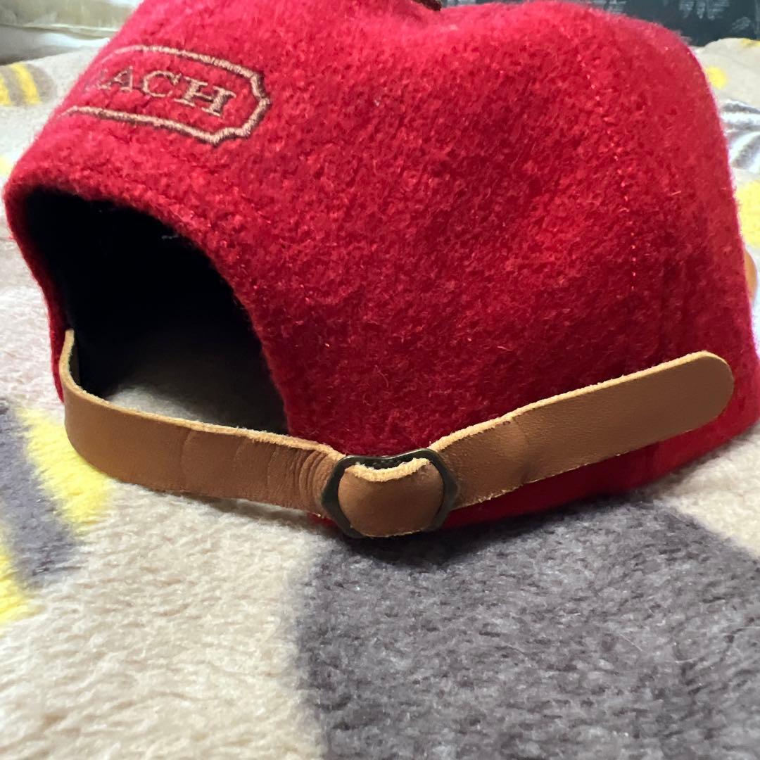 ビンテージCOACH ウール レザーキャップ