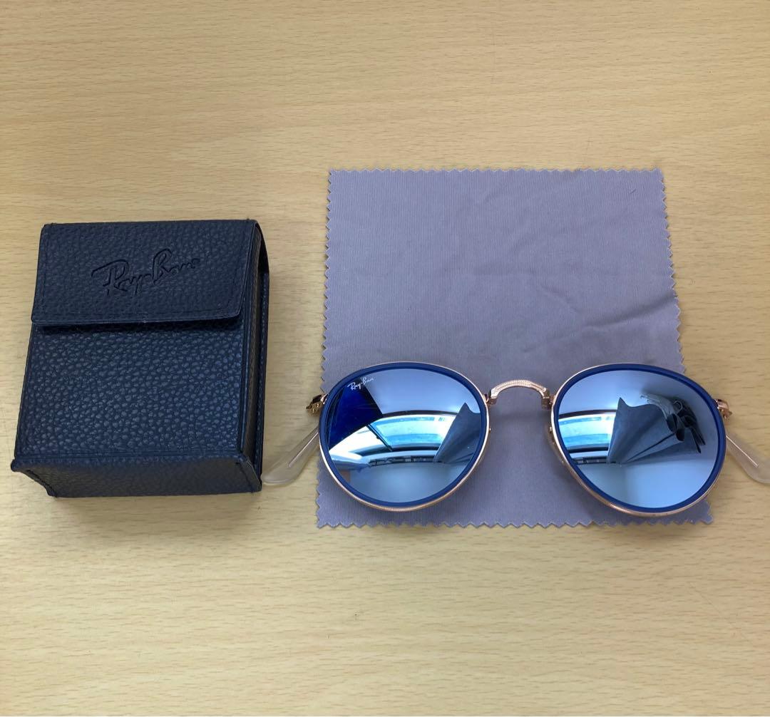 Ray-Ban ブルーミラー ラウンドサングラス　折りたたみ式