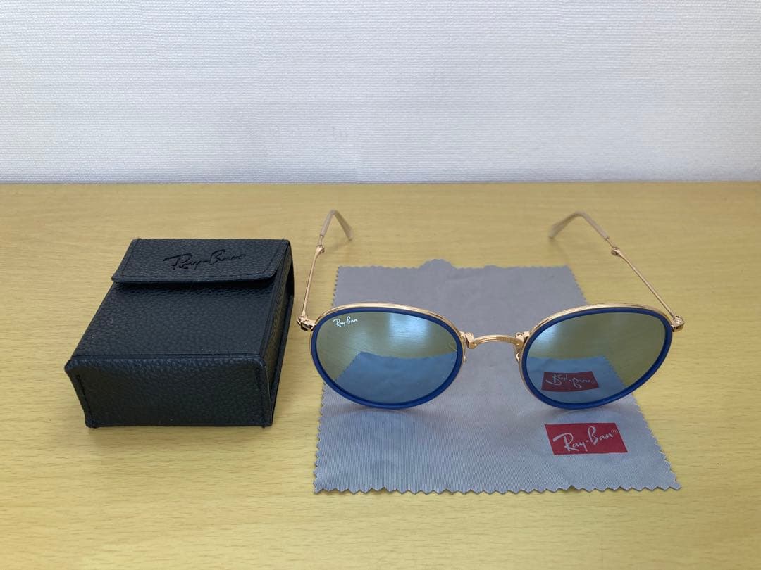 Ray-Ban ブルーミラー ラウンドサングラス　折りたたみ式