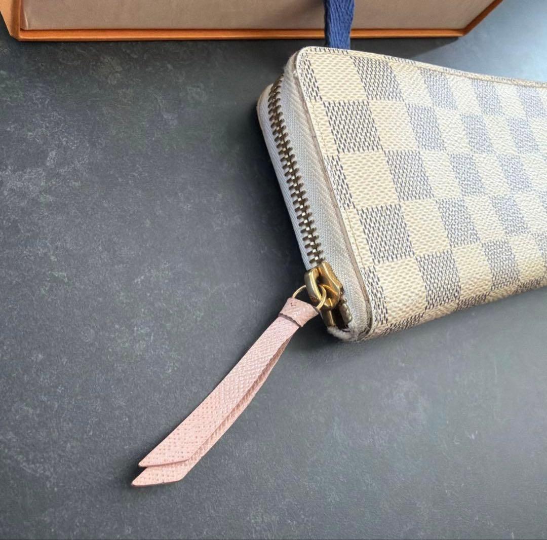 ルイヴィトン ダミエ アズール ポルトフォイユクレマンス ピンク 長財布