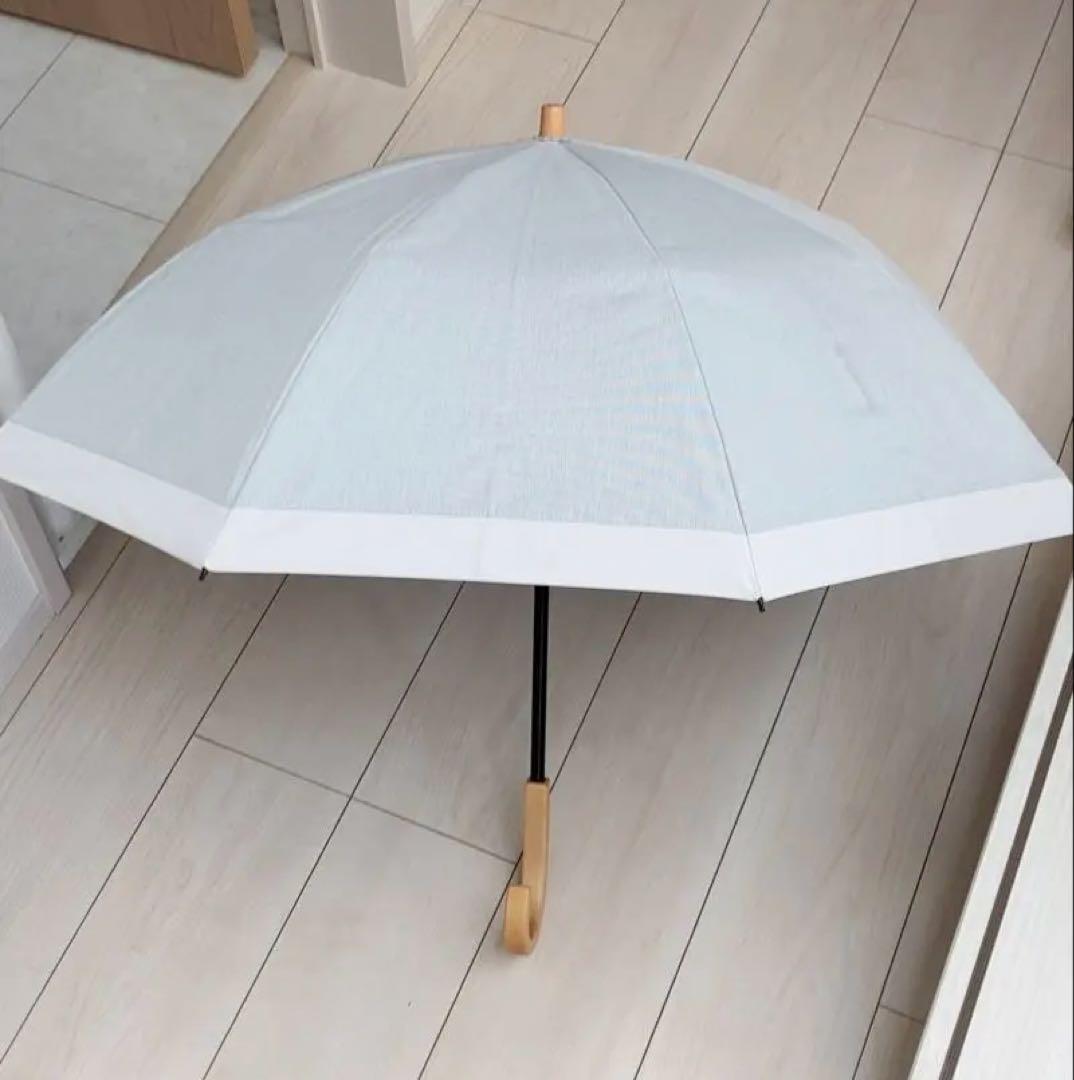 サンバリア100 折りたたみ日傘 ２段折 コンビmoku グレー 曲がり手元
