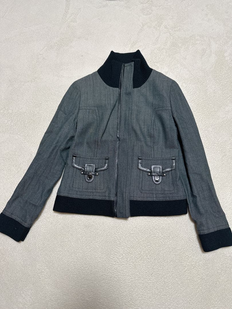 【極美品】希少 クレージュ ジャケット ブルゾン グレー 黒 シルク 38