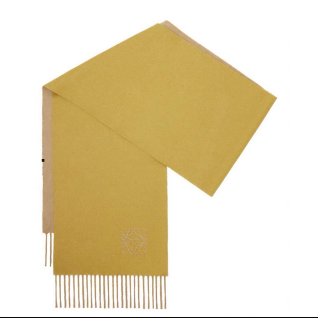 新品未使用 LOEWE バイカラースカーフ(ウール&カシミヤ)イエロー/キャメル