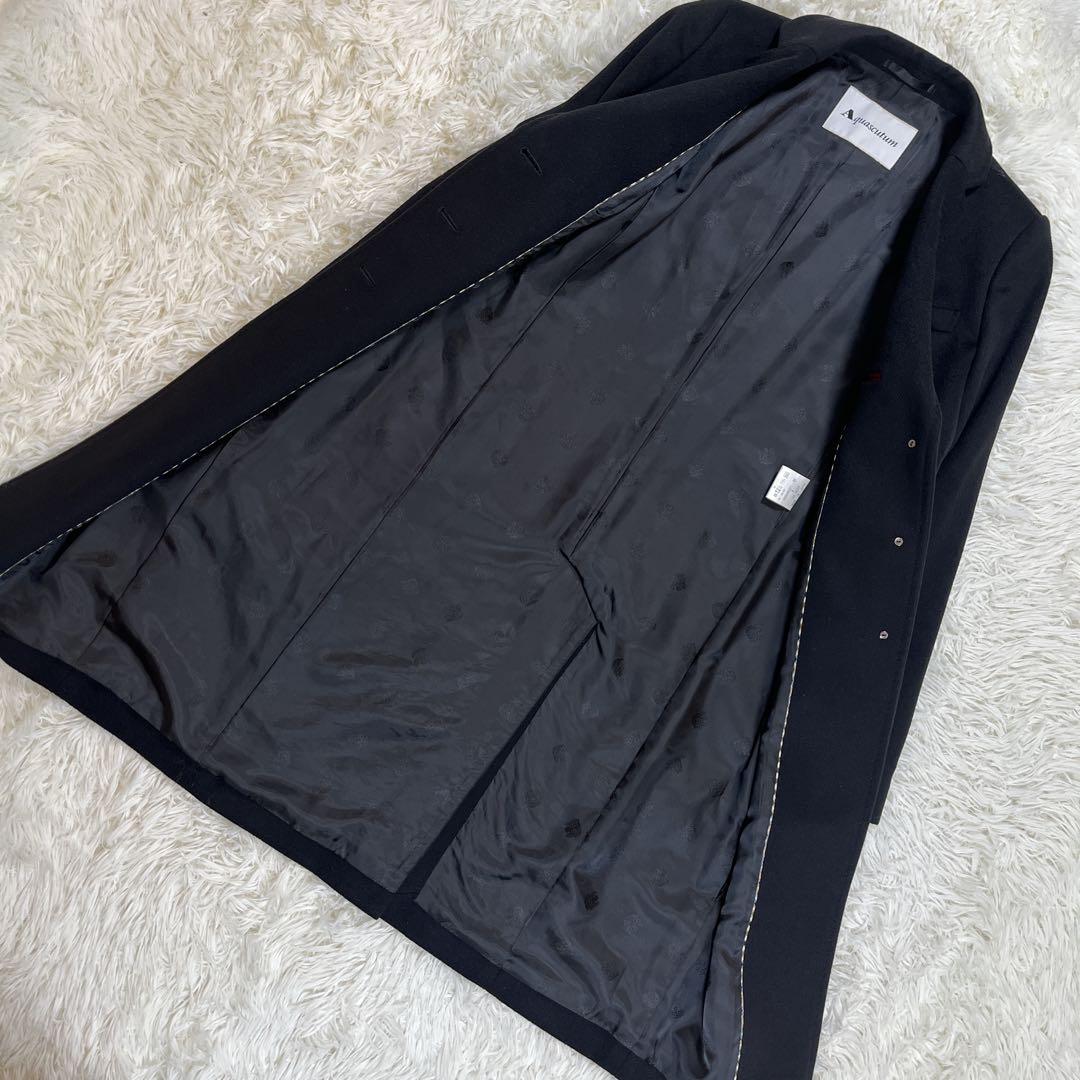 【美品】アクアスキュータム　カシミヤ100% チェスターコート　ブラック　日本製