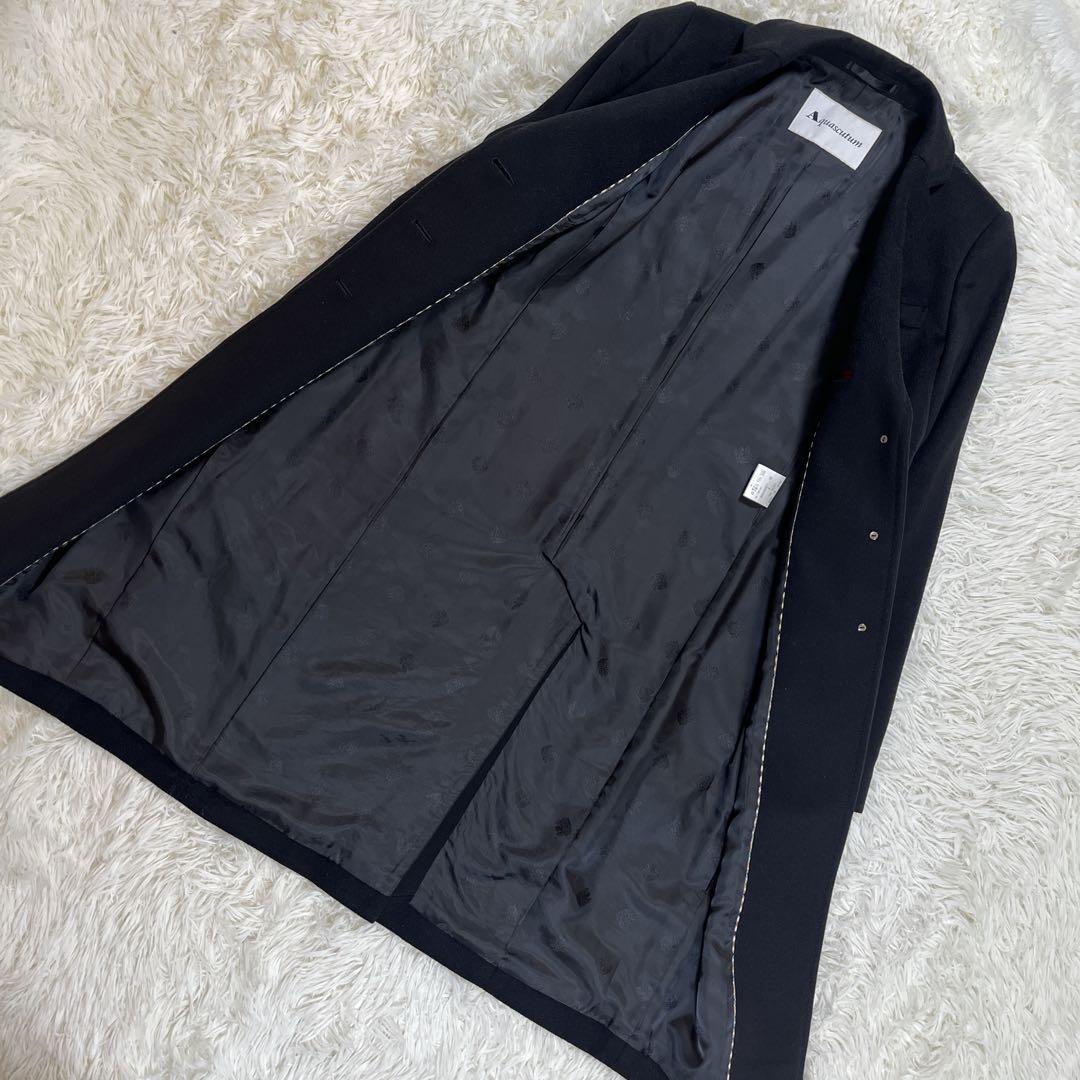 【美品】アクアスキュータム　カシミヤ100% チェスターコート　ブラック　日本製