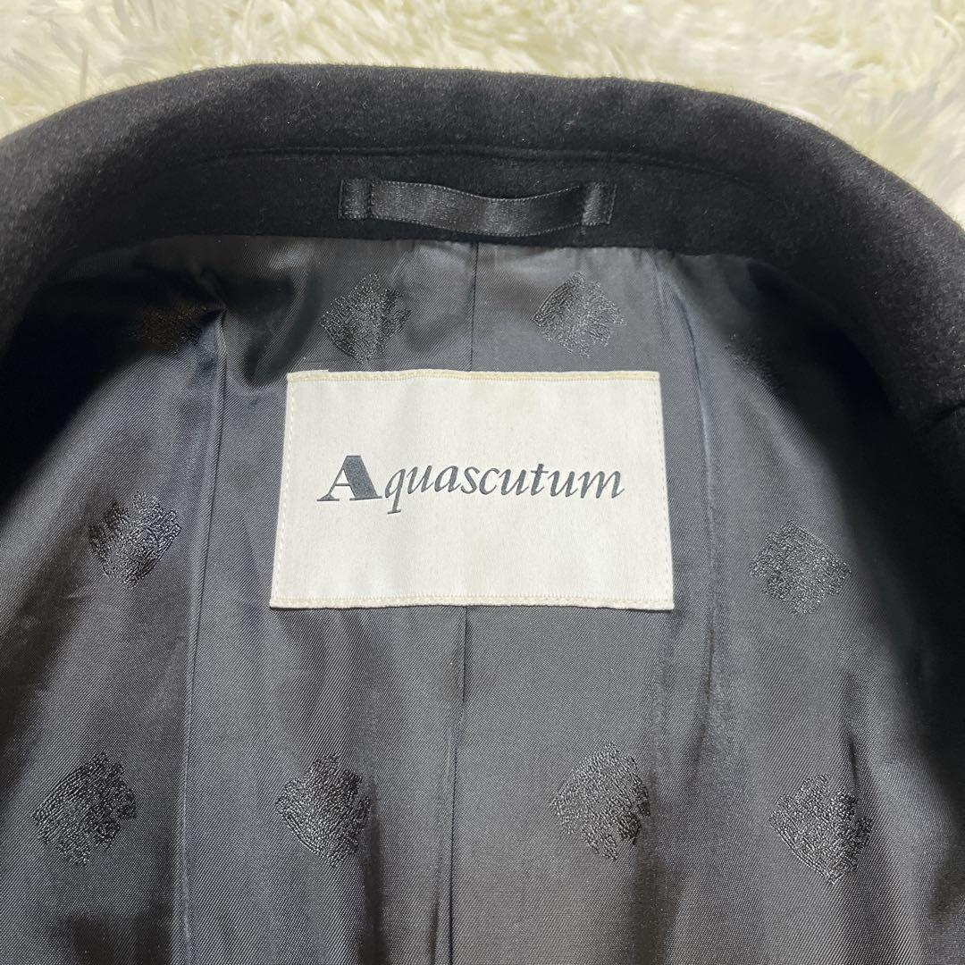 【美品】アクアスキュータム　カシミヤ100% チェスターコート　ブラック　日本製