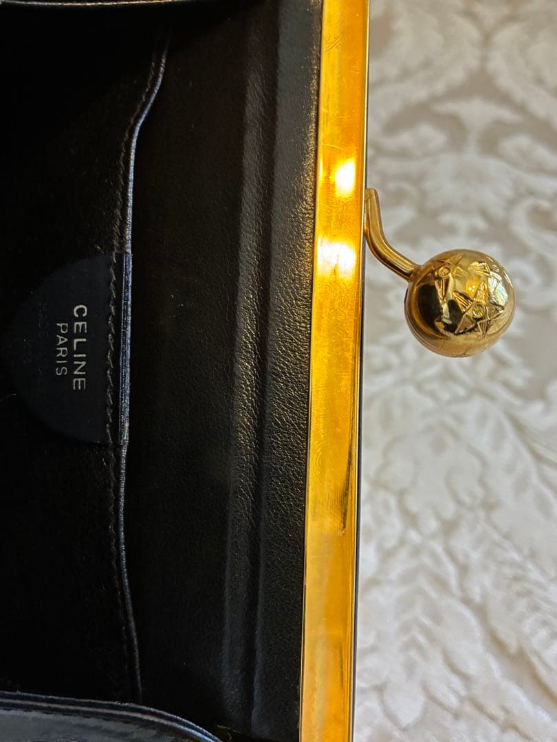 CELINE ブラックレザー クラッチバッグ
