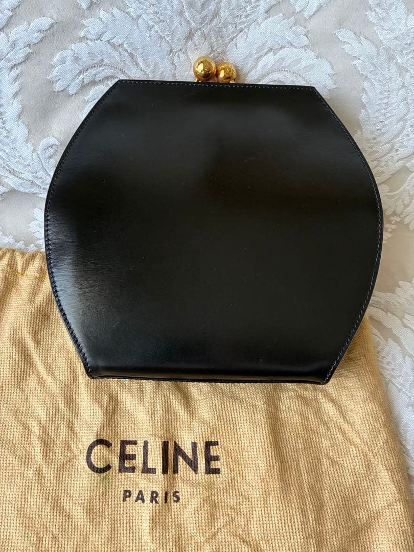 CELINE ブラックレザー クラッチバッグ