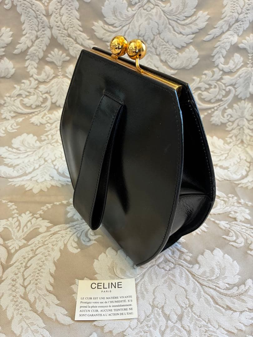 CELINE ブラックレザー クラッチバッグ