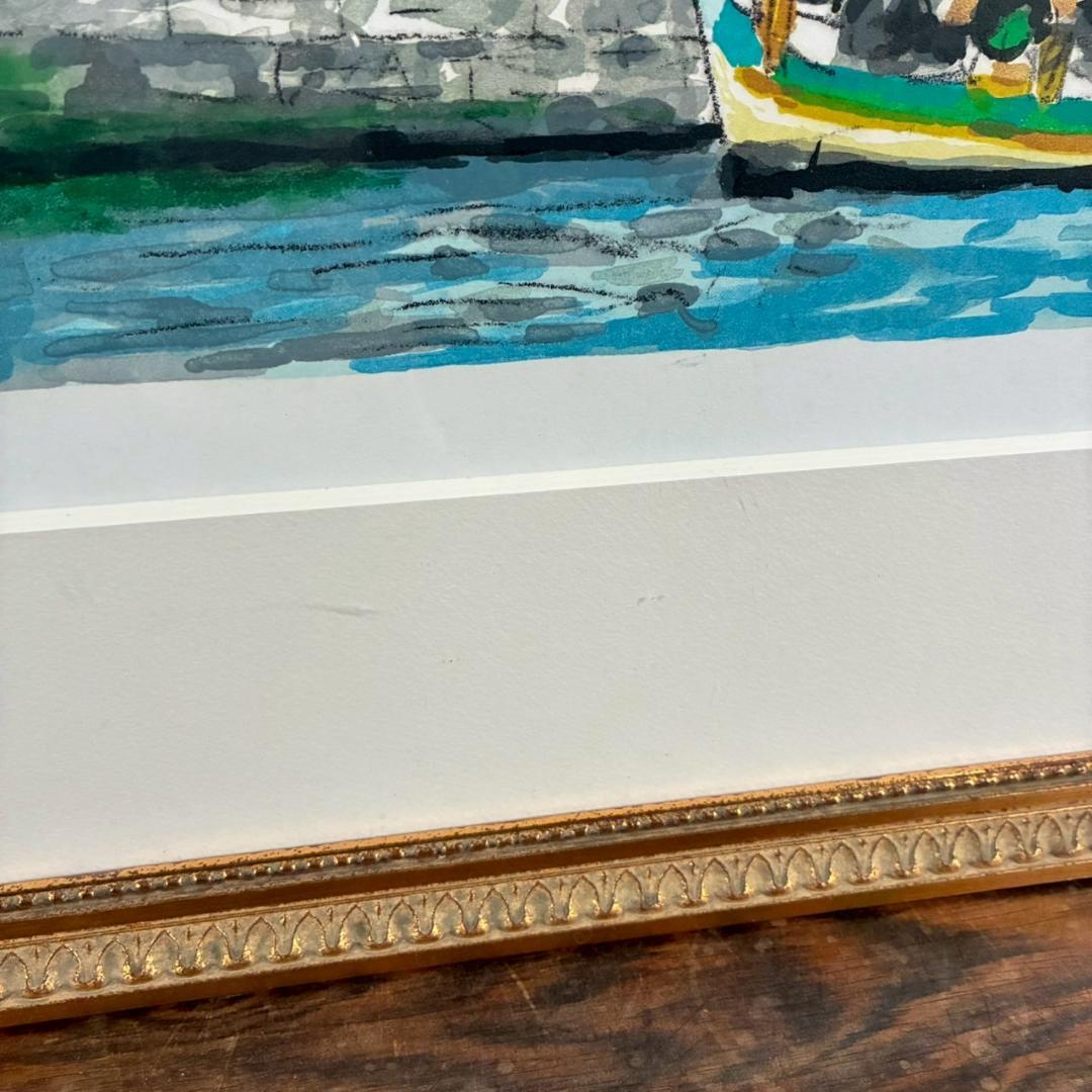 児玉幸雄「初夏の海岸」リトグラフ 直筆サイン有 お洒落な額装 パリ フランス