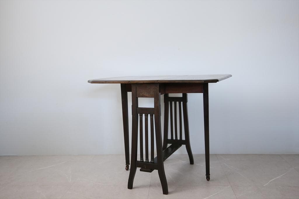 英国アンティーク木製ゲートレッグテーブル/ダイニング机/バタフライ(92-116