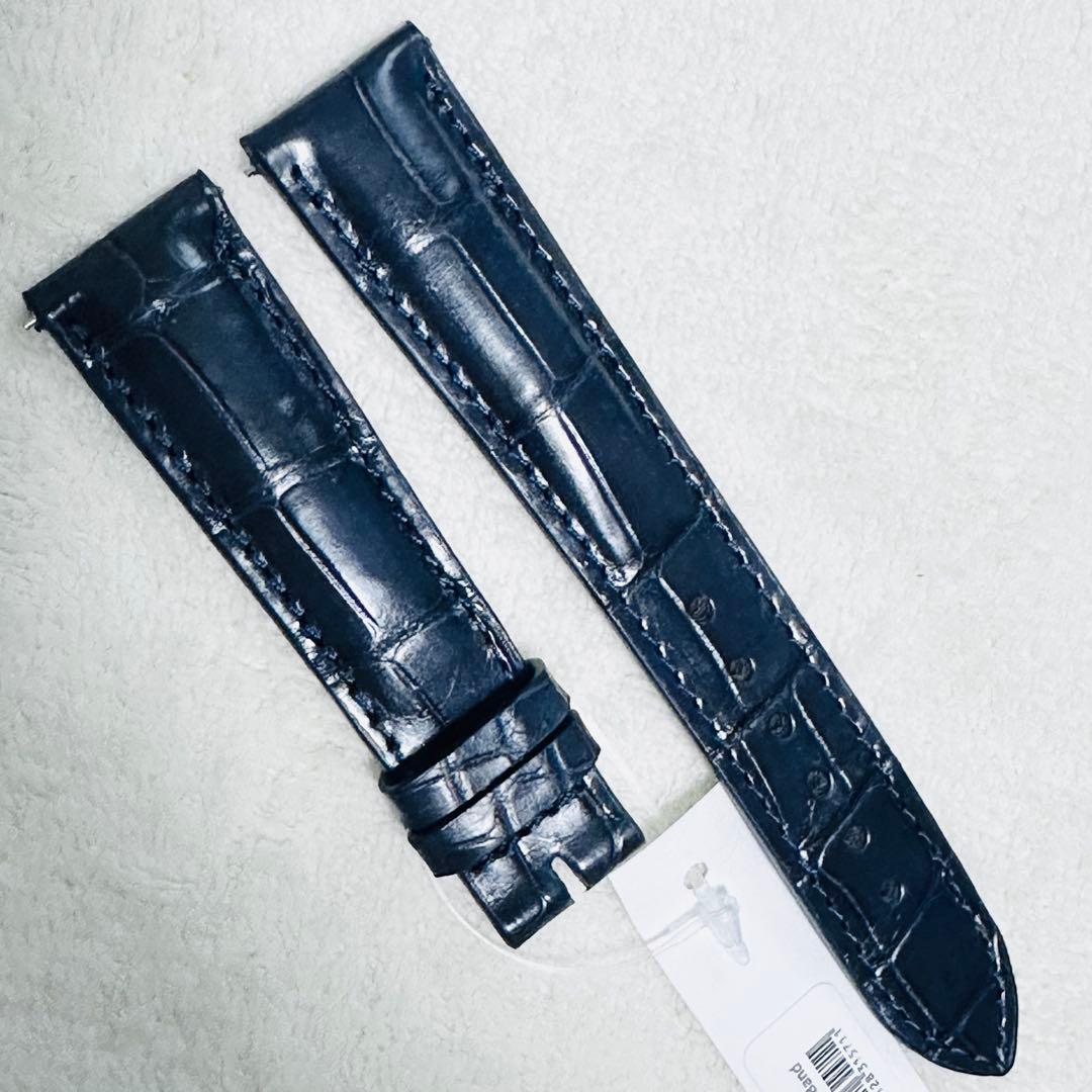 2070#19mm-16mmミッドナイトブルー★本物クロコダイルベルト★スイス製