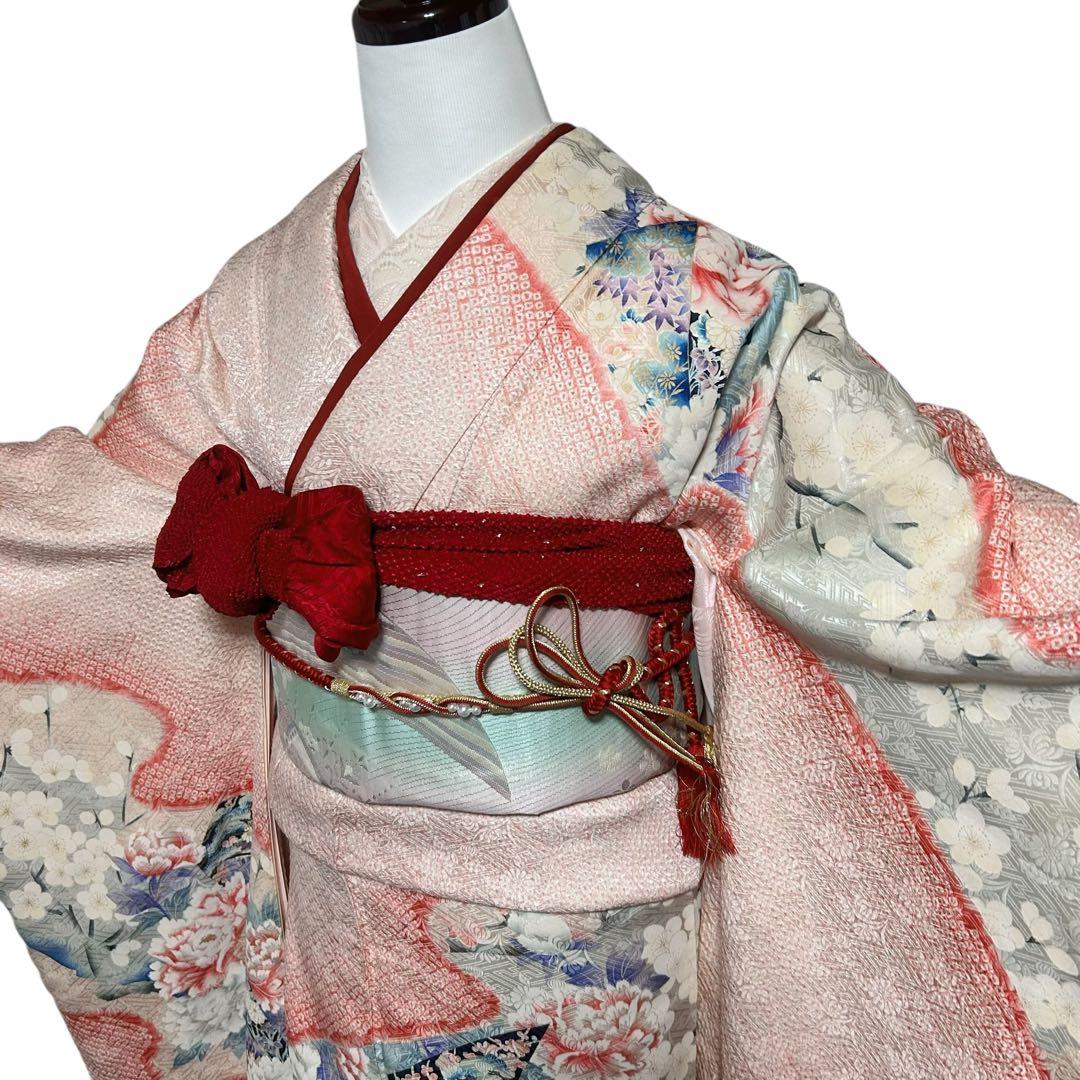 16000→15200にお値下げ　比較的美品　袷　正絹　総絞り　振袖　フルセット