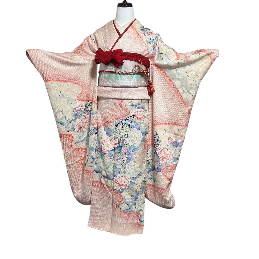 16000→15200にお値下げ　比較的美品　袷　正絹　総絞り　振袖　フルセット
