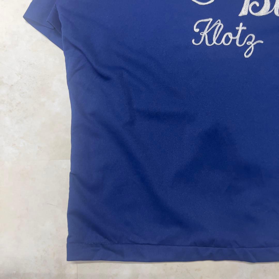 70s ボーリングシャツ USA製 青 チェーンステッチ XL開襟シャツ